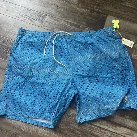Psycho Bunny Atomic Blue Big & Tal Men's Haines Wave Print Swim Trunks, Size 5XL - Picture 7 of 7